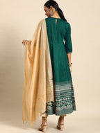 All About You Women Teal Green Embroidered Kurta with Dupatta | Grocsy