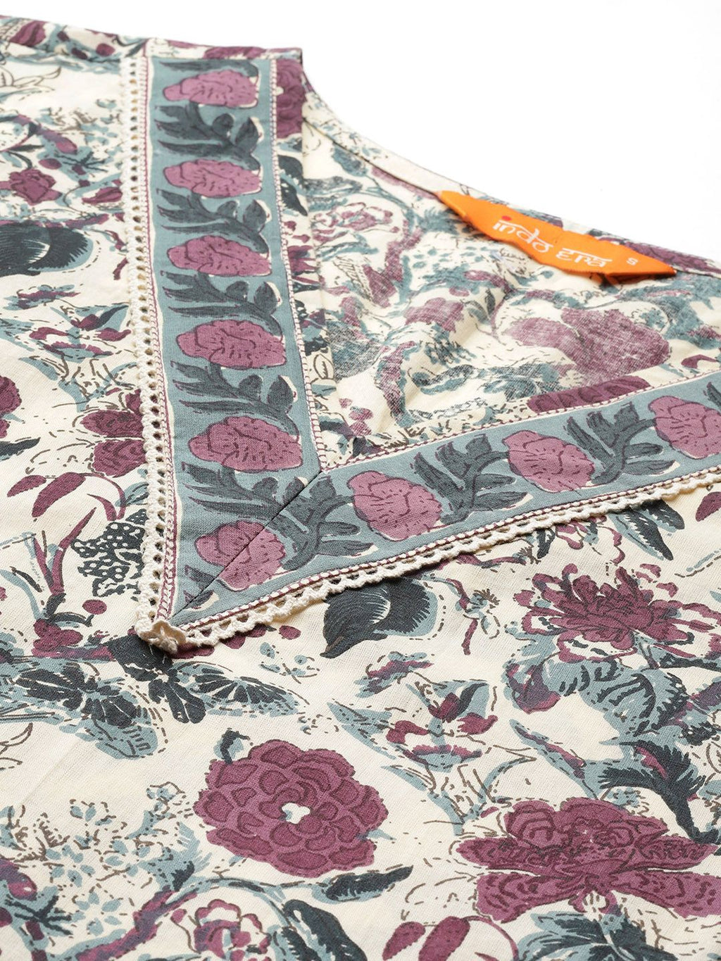 Indo Era Floral Printed Regular Pure Cotton Kurta with Trousers & Dupatta | Grocsy