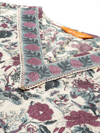 Indo Era Floral Printed Regular Pure Cotton Kurta with Trousers & Dupatta | Grocsy