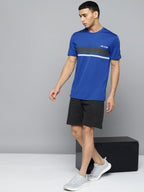 Alcis Men Blue & Black Striped Detail Slim Fit T-shirt | Grocsy