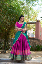 Lorenvalley Fashion Pink Cotton Silk Thread Embroidery Work Lehenga Choli with Dupatta | Grocsy