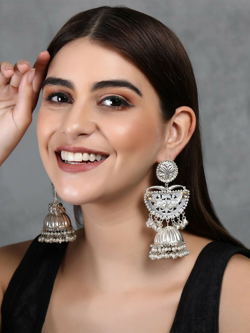 Joban Fashion Women Ghungroo Style Silver Tone Jhumka | Grocsy