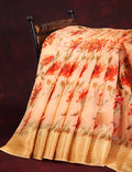 Shades of Orange Colour Printed Semi Chanderi Saree By Gayathri Reddy Designer Studio | Grocsy