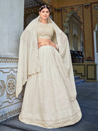Myra Off White Georgette Embroidered Designer Lehenga Choli | Grocsy