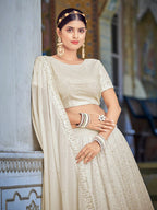 Myra Off White Georgette Embroidered Designer Lehenga Choli | Grocsy