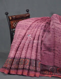Mauve Pink Colour Geometric Print Semi Chanderi Saree By Gayathri Reddy Designer Studio | Grocsy