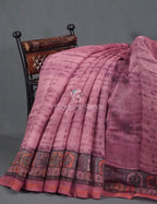 Mauve Pink Colour Geometric Print Semi Chanderi Saree By Gayathri Reddy Designer Studio | Grocsy