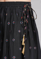 House of RP Women's Black & Pink Rayon Ethnic Printed Circular Skirt | Grocsy