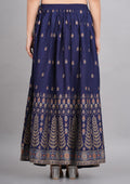 House of RP Women's Blue Rayon Ethnic Printed Circular Skirt | Grocsy
