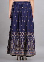 House of RP Women's Blue Rayon Ethnic Printed Circular Skirt | Grocsy