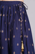 House of RP Women's Blue Rayon Ethnic Printed Circular Skirt | Grocsy