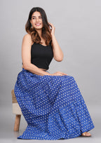 House of RP Women's Light Blue Rayon Ethnic Printed Circular Skirt | Grocsy