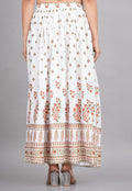 House of RP Women's White Rayon Ethnic Printed Circular Skirt | Grocsy