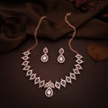 Tehzeeb Creations Pink Colour Diamond Choker Necklace Jewellery Set With Matching Pair of Earrings For Women And Girls | Grocsy