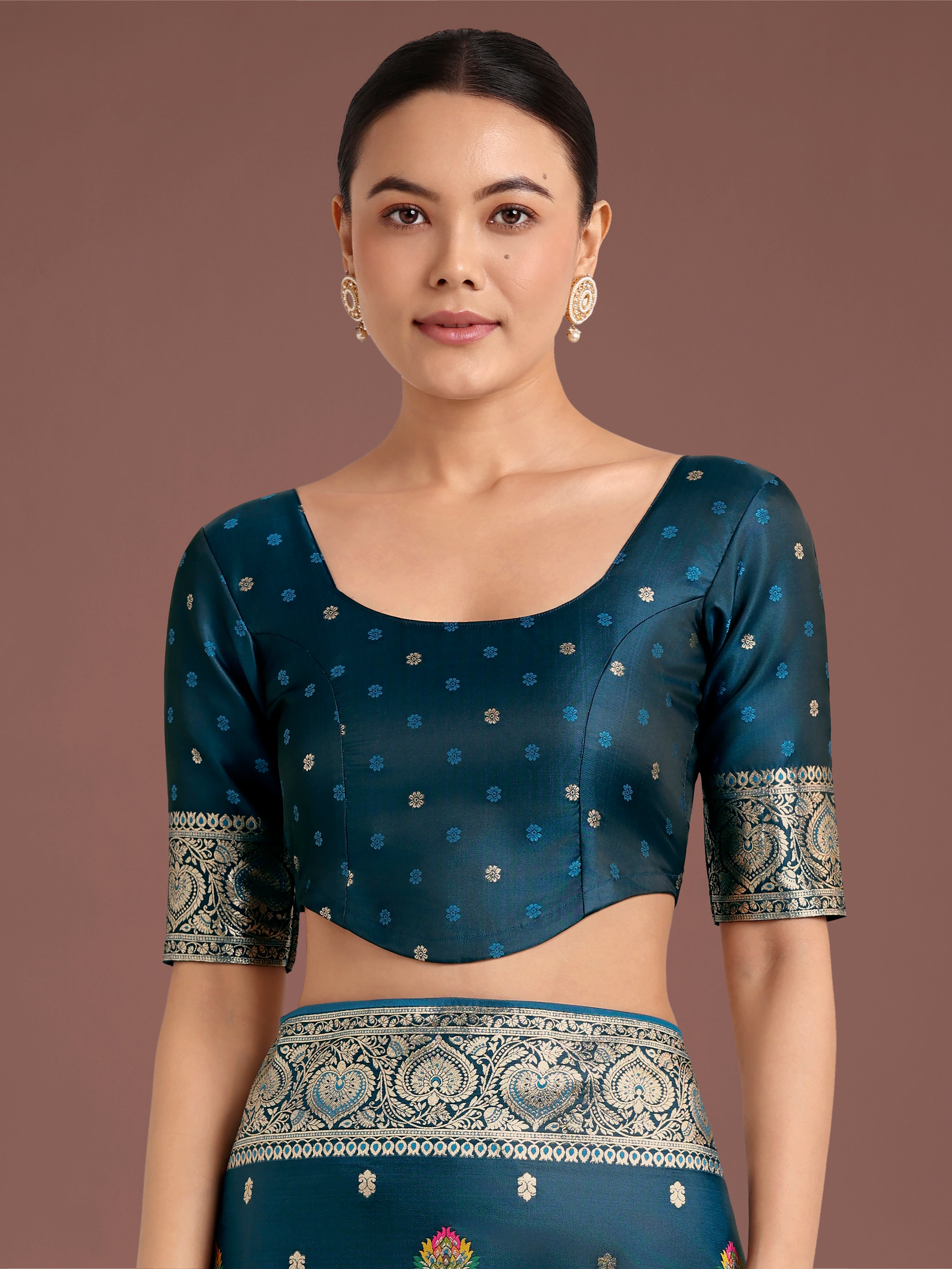 Monjolika Fashion Teal Charming Soft Banarasi Zari Woven Designer Satin Silk Saree With Lovely Blouse Piece | Grocsy