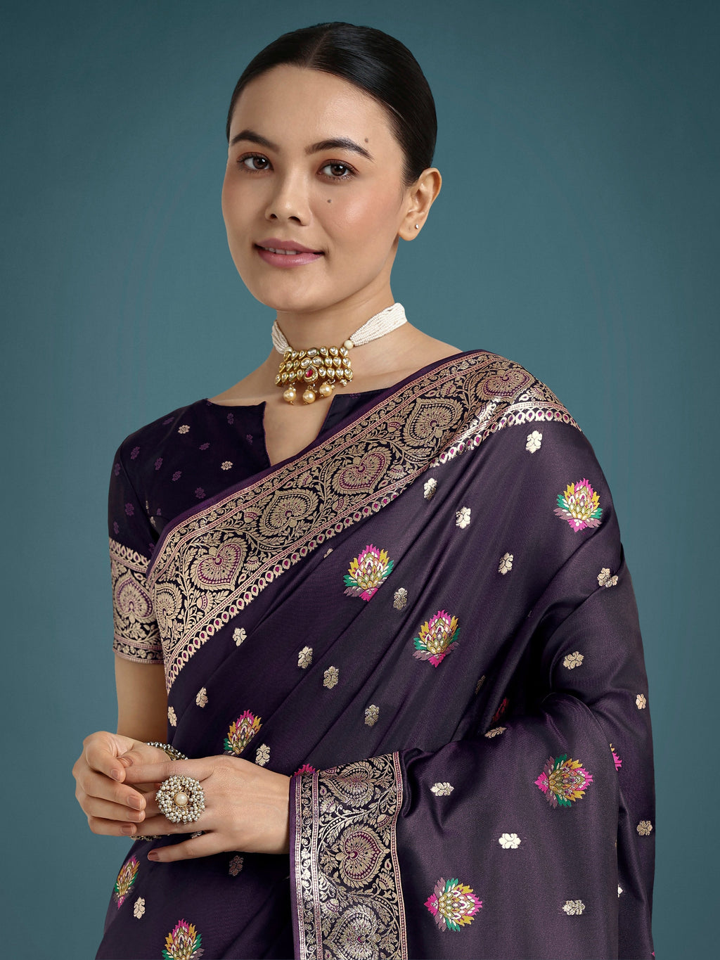 Monjolika Fashion Purple Charming Soft Banarasi Zari Woven Designer Satin Silk Saree With Lovely Blouse Piece | Grocsy