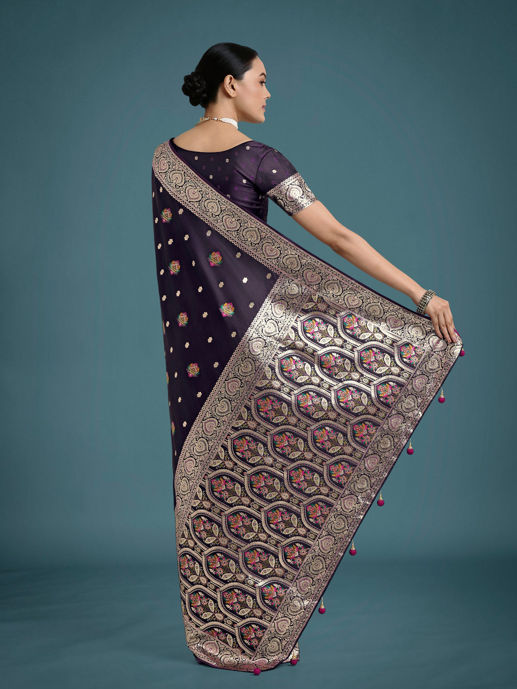 Monjolika Fashion Purple Charming Soft Banarasi Zari Woven Designer Satin Silk Saree With Lovely Blouse Piece | Grocsy