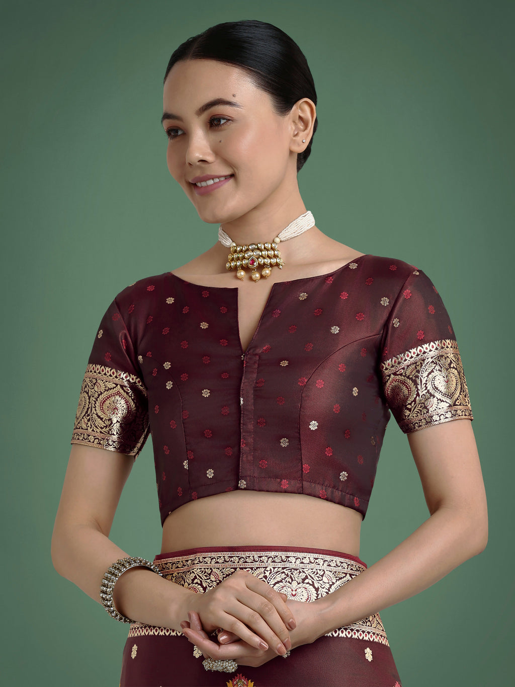 Monjolika Fashion Maroon Charming Soft Banarasi Zari Woven Designer Satin Silk Saree With Lovely Blouse Piece | Grocsy