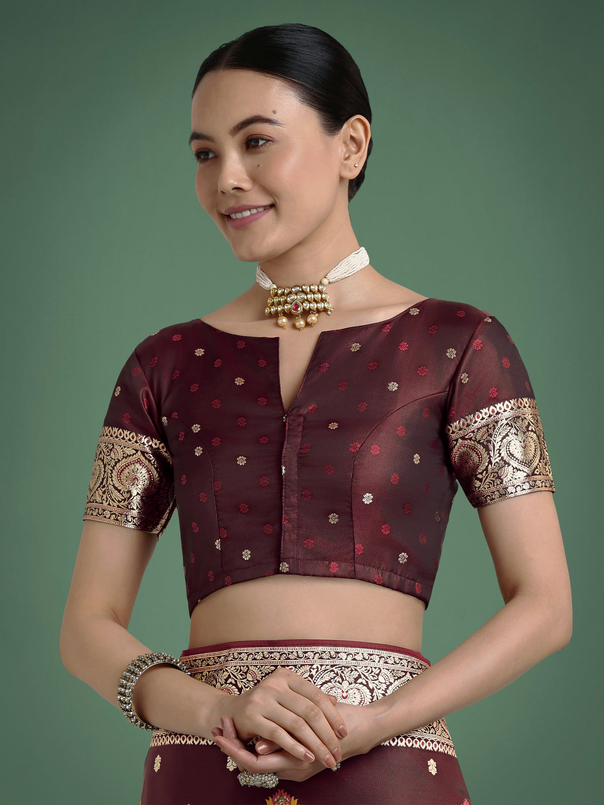 Monjolika Fashion Maroon Charming Soft Banarasi Zari Woven Designer Satin Silk Saree With Lovely Blouse Piece | Grocsy