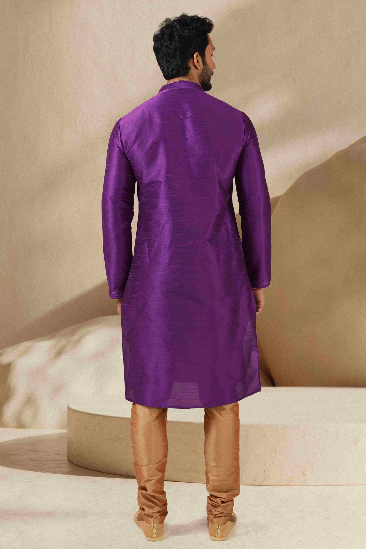 Raivat Ethnic Banarasi Art Silk Thread Work Kurta Pajama In Purple Colour | Grocsy
