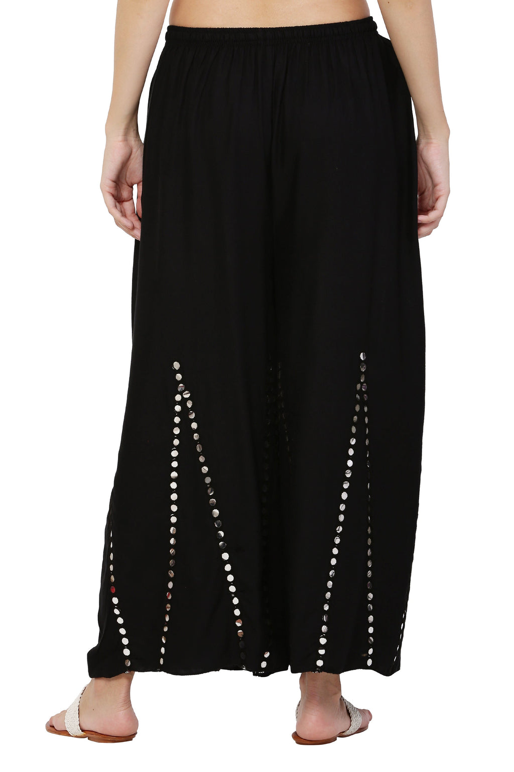 PAVONINE Black Color Mirror Embroidery Work Gharara | Grocsy
