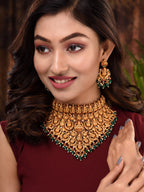 Saraf RS Jewellery Gold-Polished Stone-Studded Jewellery Set | Grocsy