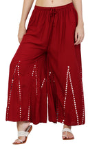PAVONINE Maroon Color Mirror Embroidery Work Gharara | Grocsy