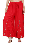 PAVONINE Red Color Mirror Embroidery Work Gharara | Grocsy