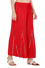 PAVONINE Red Color Mirror Embroidery Work Gharara | Grocsy
