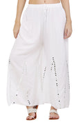 PAVONINE White Color Mirror Embroidery Work Gharara | Grocsy