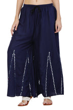 PAVONINE Navy Blue Color Mirror Embroidery Work Gharara | Grocsy