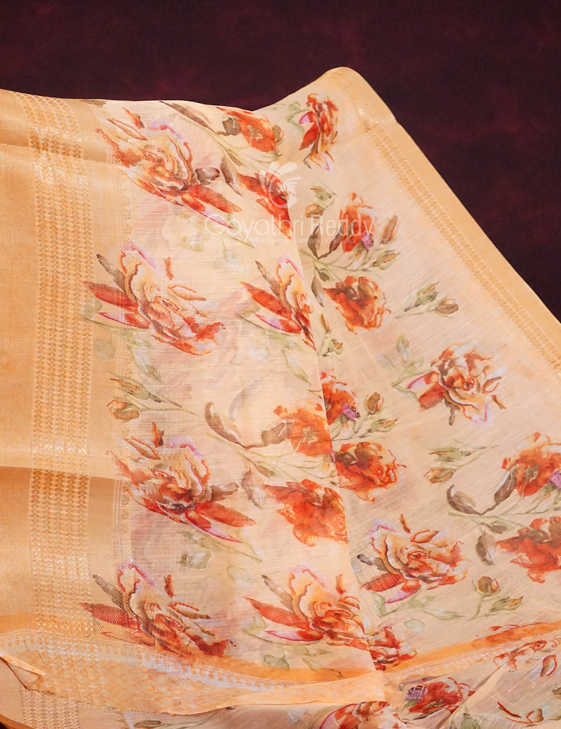 Shades of Orange Colour Printed Semi Chanderi Saree By Gayathri Reddy Designer Studio | Grocsy
