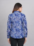 House of RP Women's Blue Cotton Floral Printed Casual Shirt | Grocsy