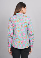 House of RP Women's Green Cotton Floral Printed Casual Shirt | Grocsy