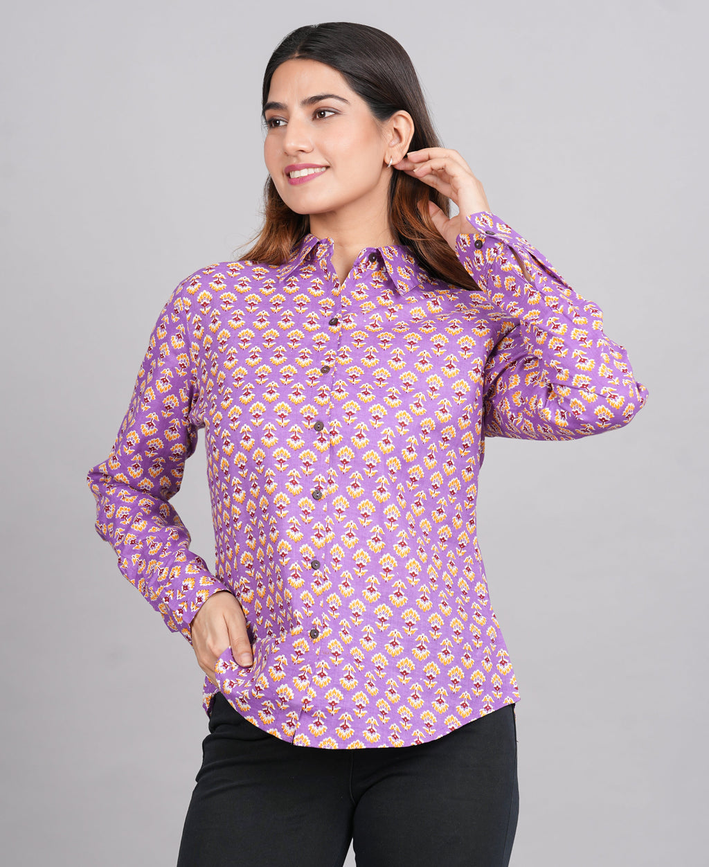 House of RP Women's Pink Cotton Floral Printed Casual Shirt | Grocsy