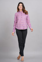 House of RP Women's Pink Cotton Floral Printed Casual Shirt | Grocsy