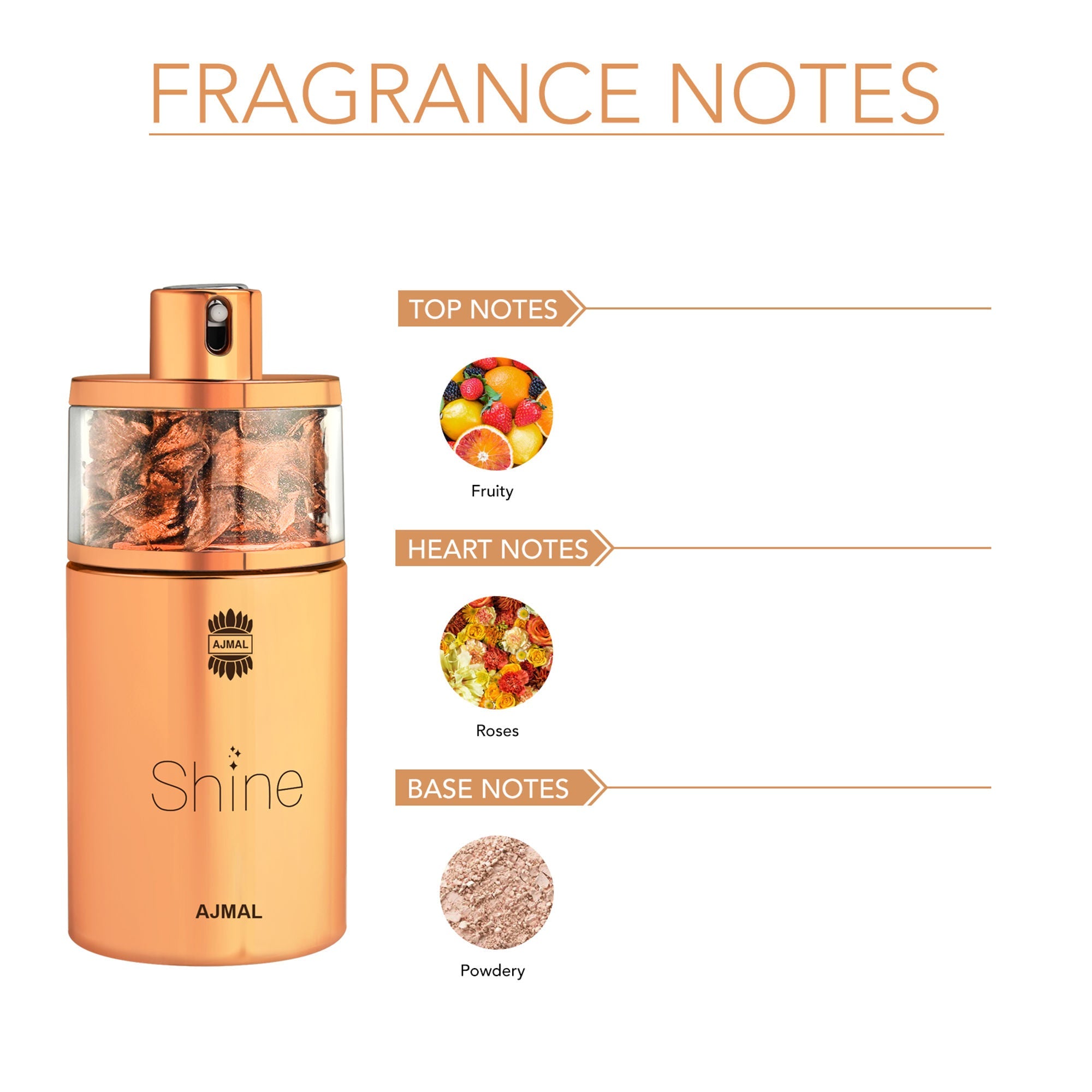 Ajmal India Shine Eau De Parfum for Women - Floral Fruity Musky Long-Lasting Perfume | Grocsy