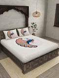 JAIPUR FABRIC Off White & Red Printed 240 TC Cotton King Bedsheet with 2 Pillow Covers | Grocsy