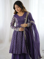Teeya Creation Lavender Color Embroidery Work Wedding Wear Salwar Suit | Grocsy
