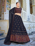 Myra Navy Blue Georgette Embroidered Designer Lehenga Choli | Grocsy