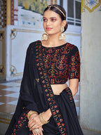 Myra Navy Blue Georgette Embroidered Designer Lehenga Choli | Grocsy