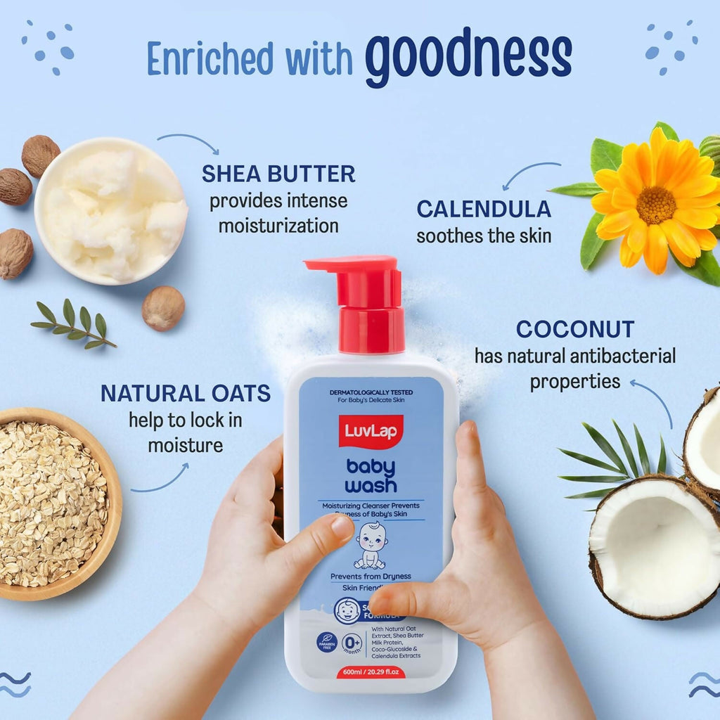 LuvLap Baby Wash with Milk Protein, Oatmeal, Shea Butter and Vitamin E | Grocsy