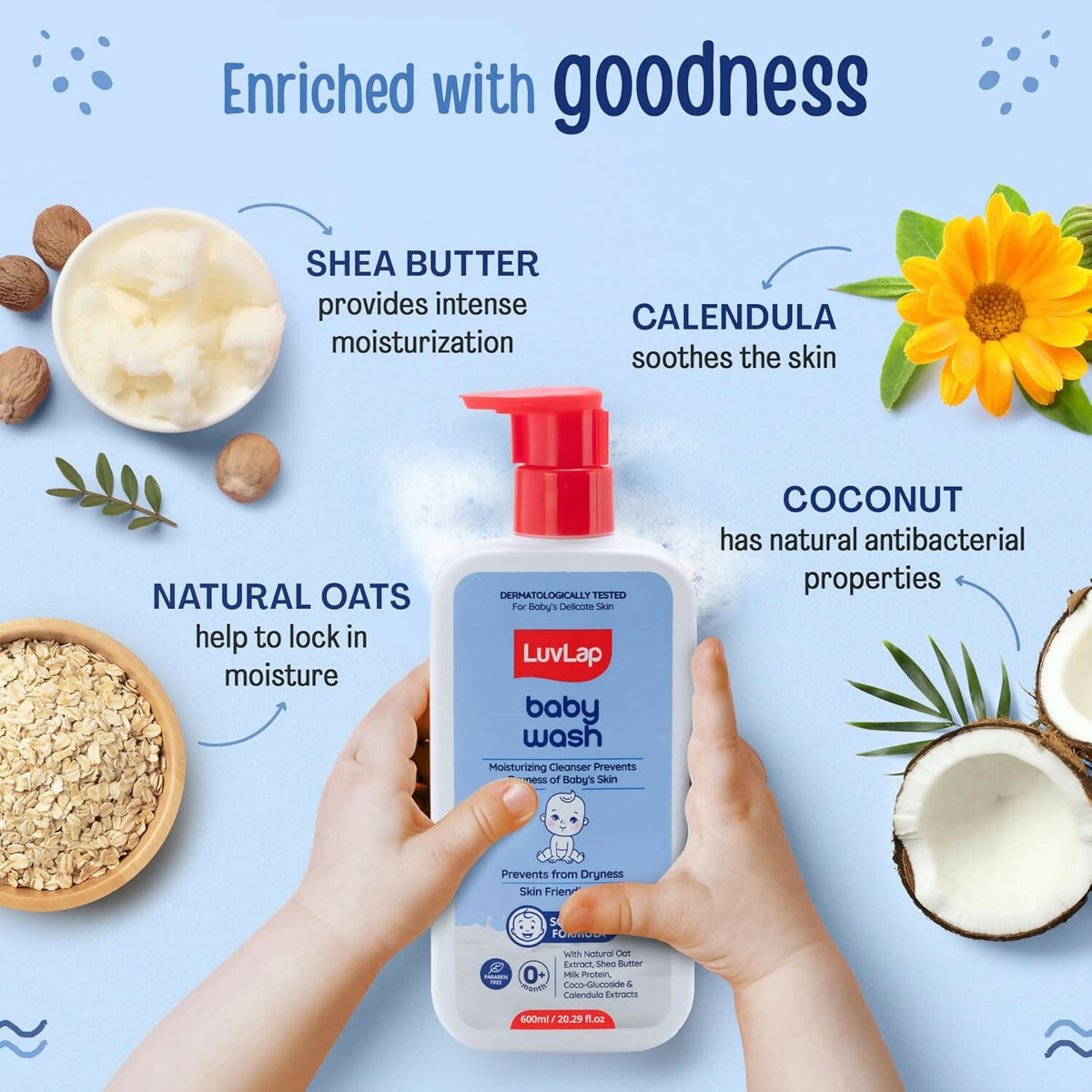 LuvLap Baby Wash with Milk Protein, Oatmeal, Shea Butter and Vitamin E | Grocsy