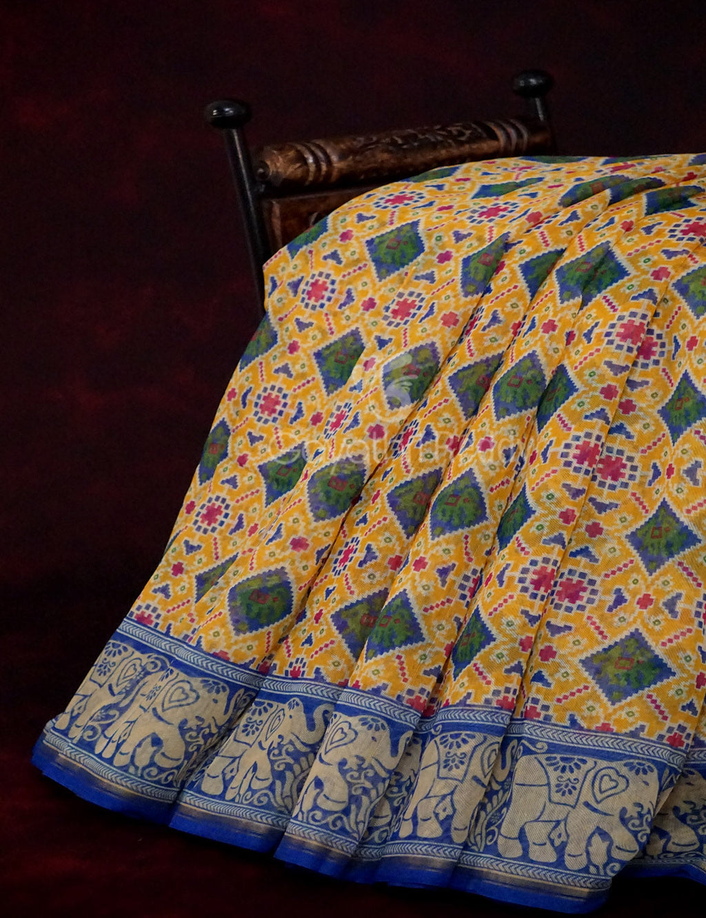 Yellow Colour All Over Print Semi Chanderi Saree By Gayathri Reddy Designer Studio | Grocsy