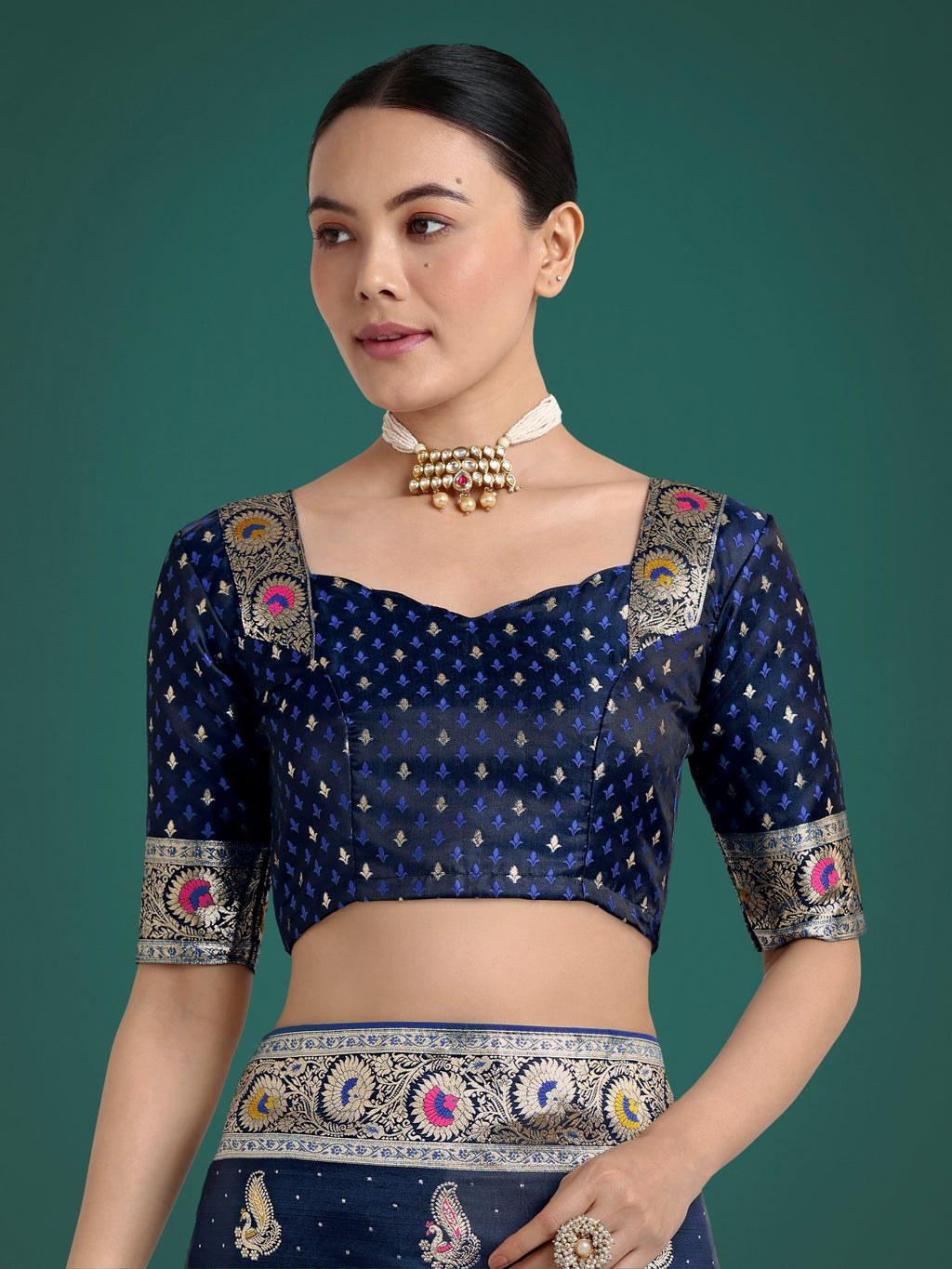 Monjolika Fashion Blue Color Festival Wear Banarasi Satin Silk Designer Zari Weaving Saree | Grocsy