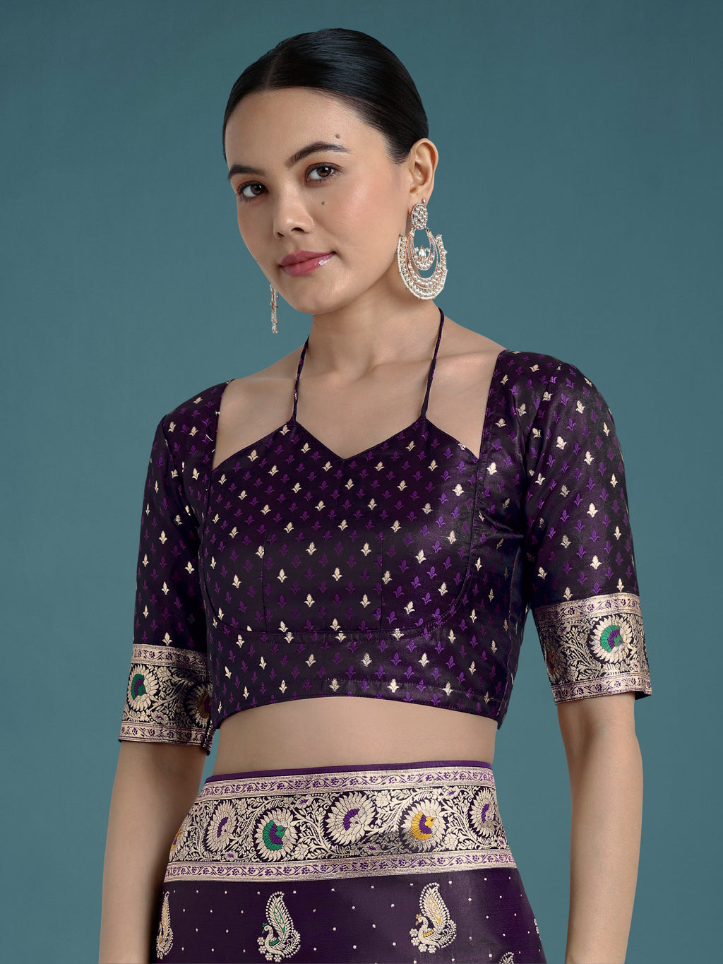 Monjolika Fashion Purple Color Festival Wear Banarasi Satin Silk Designer Zari Weaving Saree | Grocsy