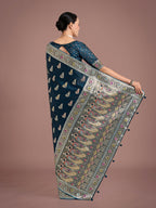 Monjolika Fashion Teal Color Festival Wear Banarasi Satin Silk Designer Zari Weaving Saree | Grocsy