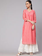 Aks Ethnic Motifs Printed Round Neck Chanderi Silk Straight Kurta | Grocsy