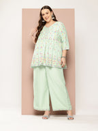 Sztori Plus Size Ethnic Motifs Printed Kurti & Palazzos | Grocsy