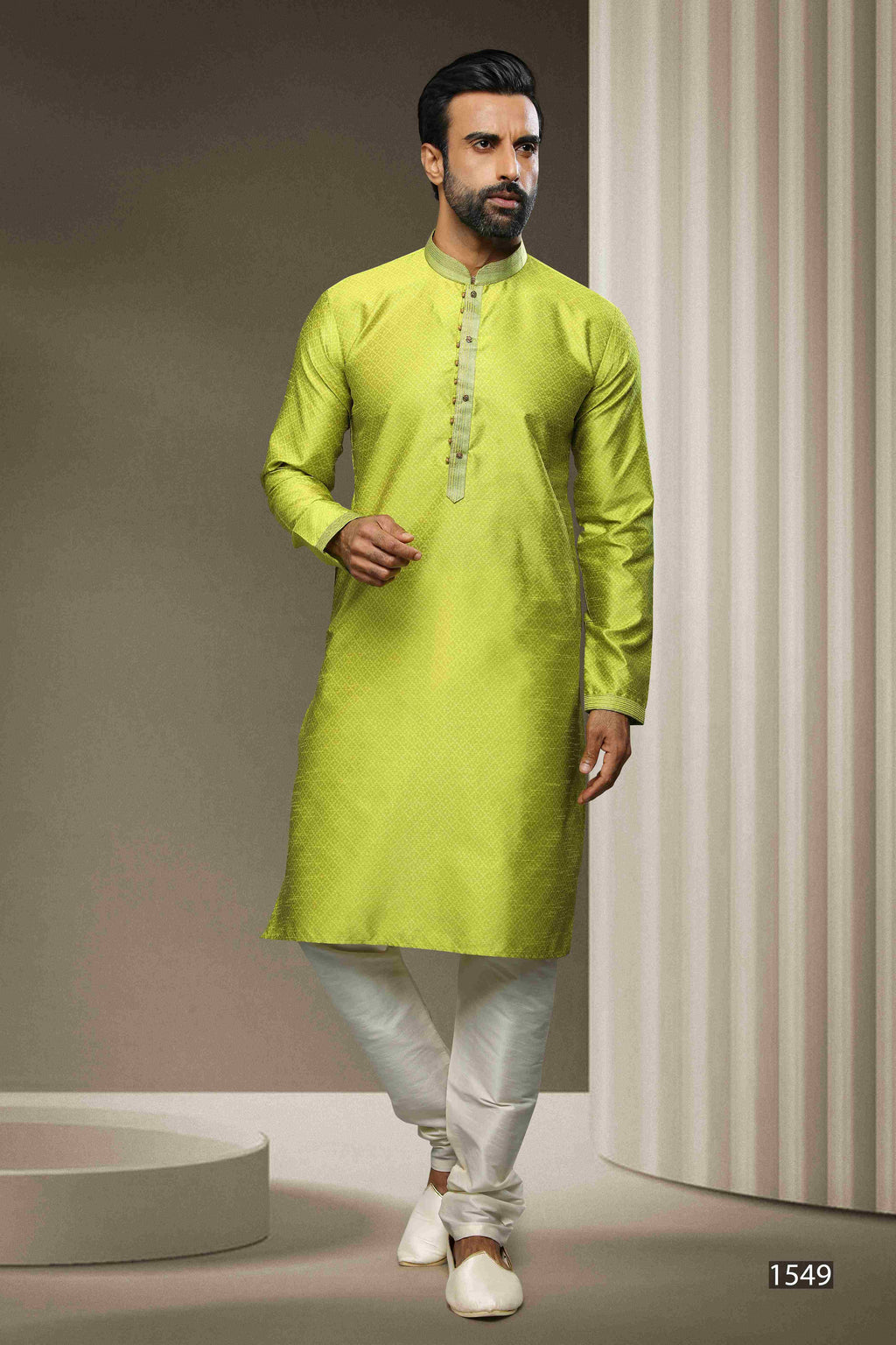 Raivat Ethnic Jacquard Silk Brocade Pintux Work Kurta Pajama In Mint Green Colour | Grocsy